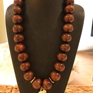 Mahogany and brass necklace